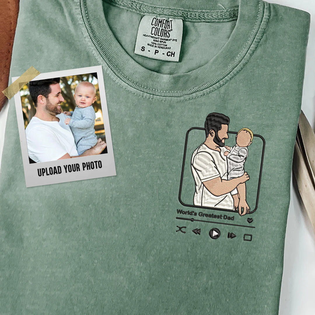 Sweat-shirt brodé personnalisé Portrait lecteur de musique Couple