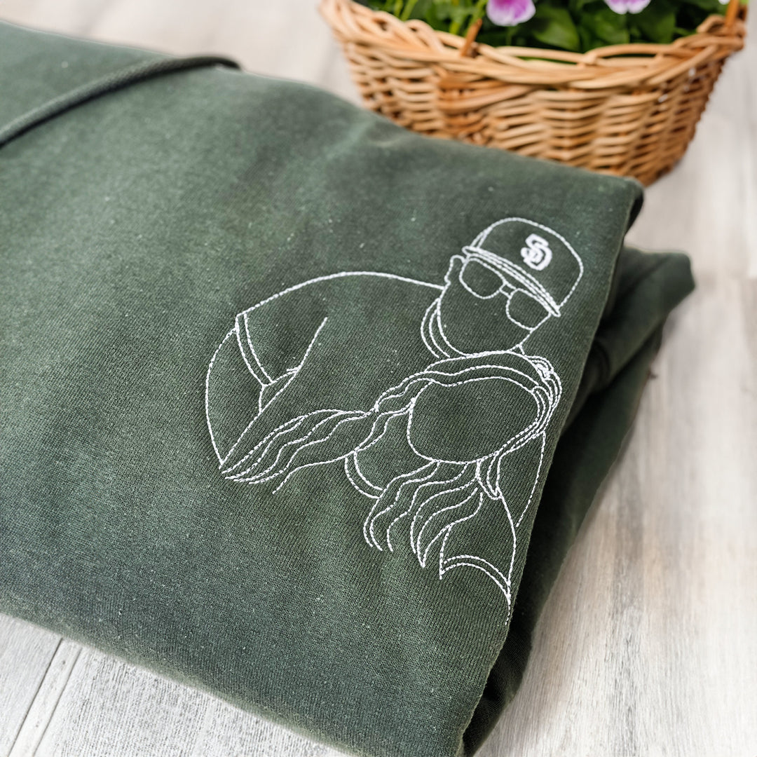 Sweat-shirts photo personnalisés pour couple - Dessin au trait brodé