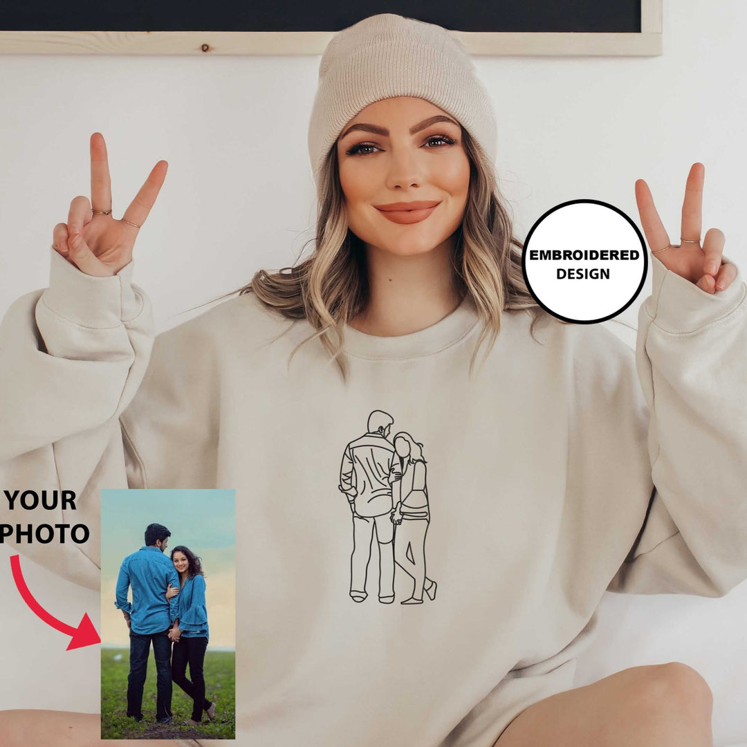Sweat-shirt photo Portrait silhouette Personnalisé-broderie