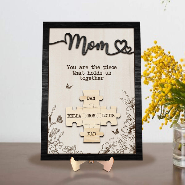 Panneau de puzzle personnalisé pour maman, pièce qui nous tient ensemble