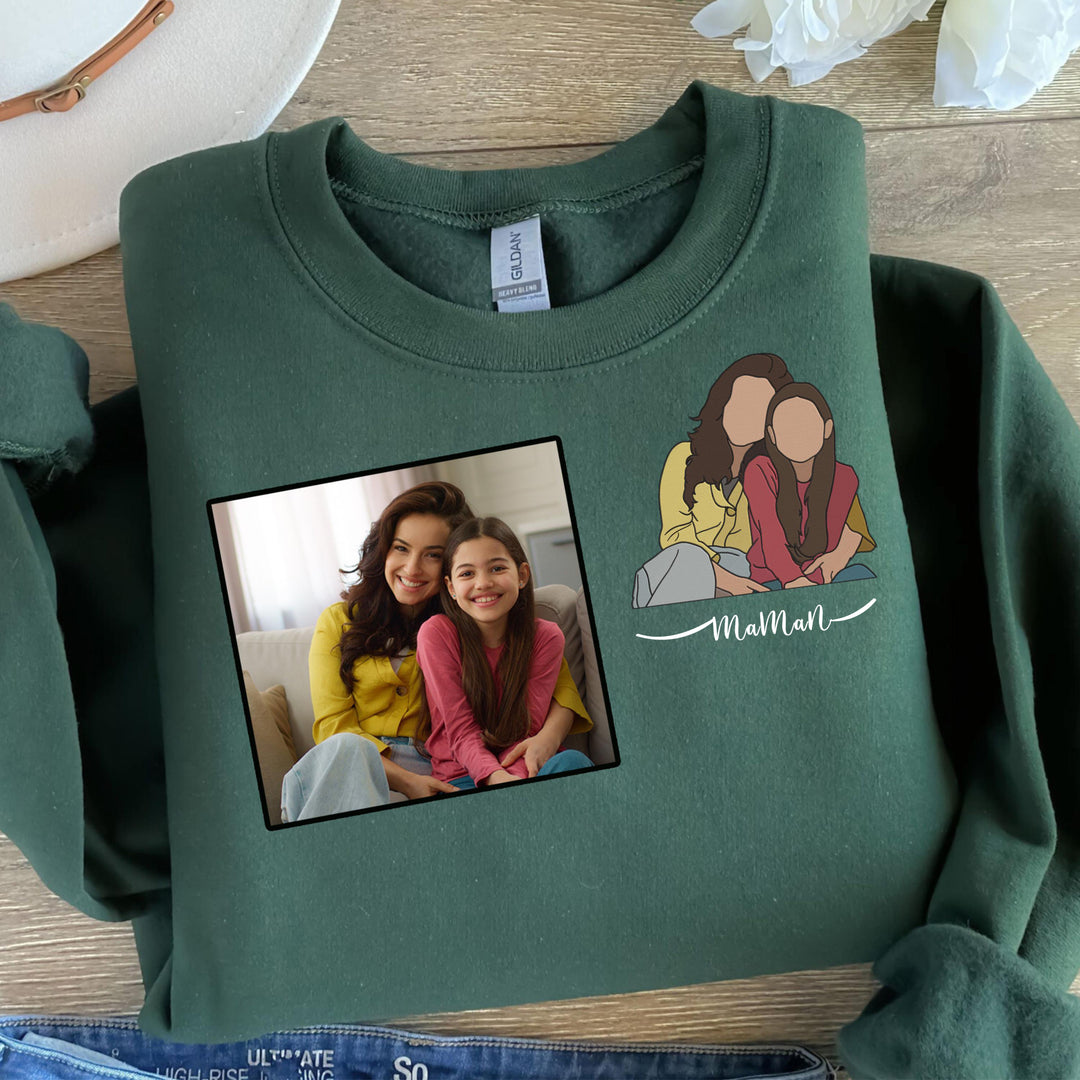 Sweat à capuche personnalisé pour maman avec photo et prénoms d'enfants, cadeau unique pour la fête des mères, sweat-shirt photo brodé personnalisé