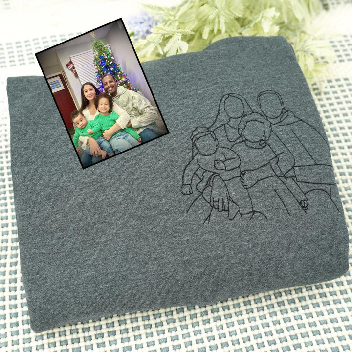Sweat-shirt personnalisé avec portrait de maman – Contour de photo de famille brodé
