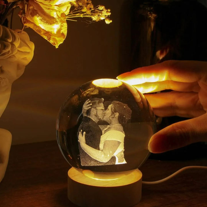 Boule de cristal photo 3D personnalisée, cadeau pour votre amour