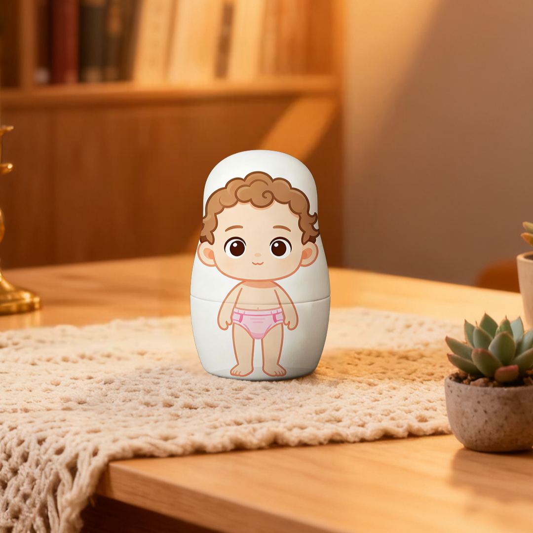 Poupées Gigognes Personnalisées Bébé-enfant Poupées Photo Retraçant la Croissance de Votre Enfant, du Bébé à l’Âge Scolaire Cadeau Souvenir Unique pour la Famille