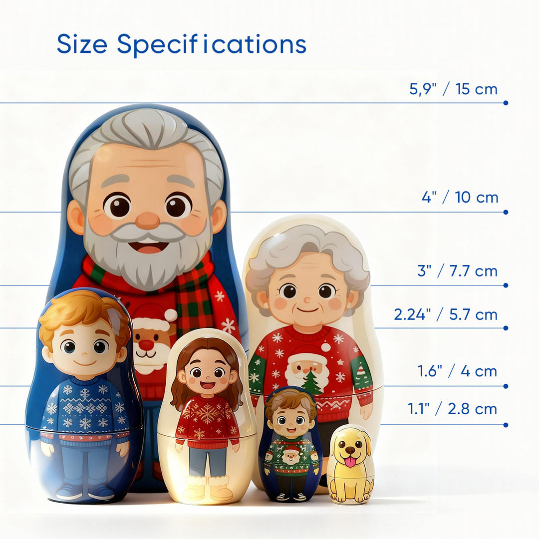 Poupée Russe Personnalisée Avec Portrait De Famille Style Dessin Animé - Cadeau De Noël Pour Couple