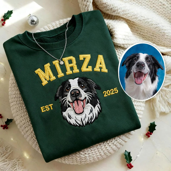 Sweat-shirt brodé personnalisé avec portrait de votre animal, chien ou chat, à partir d’une photo