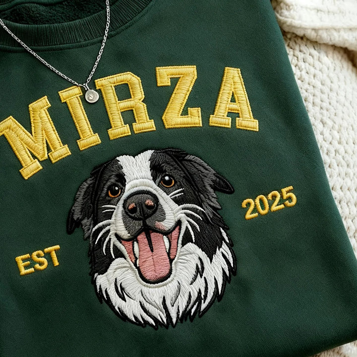 Sweat-shirt brodé personnalisé avec portrait de votre animal, chien ou chat, à partir d’une photo