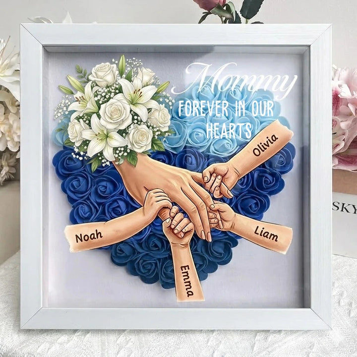 Cadre-vitrine commémoratif personnalisé pour Maman – Cadre sur mesure « Maman tenant des mains »