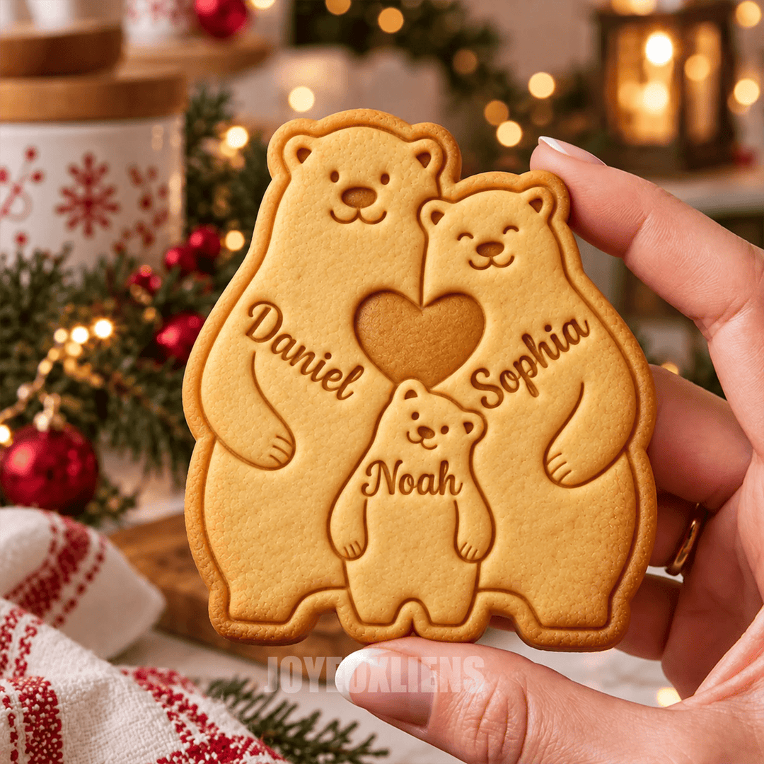 Emporte-pièce personnalisé en forme de famille d'ours,Cadeau de Noël