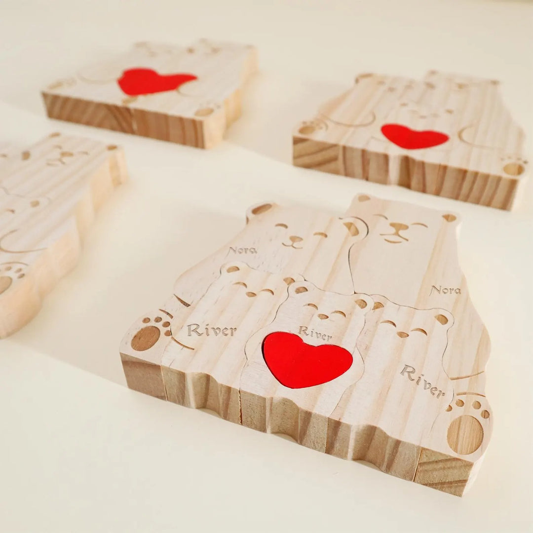 Puzzle personnalisé en bois Famille de ours– Décoration et cadeau personnalisés