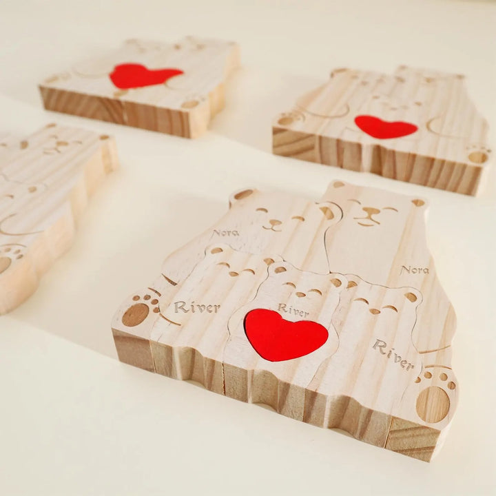 Puzzle personnalisé en bois Famille de ours– Décoration et cadeau personnalisés