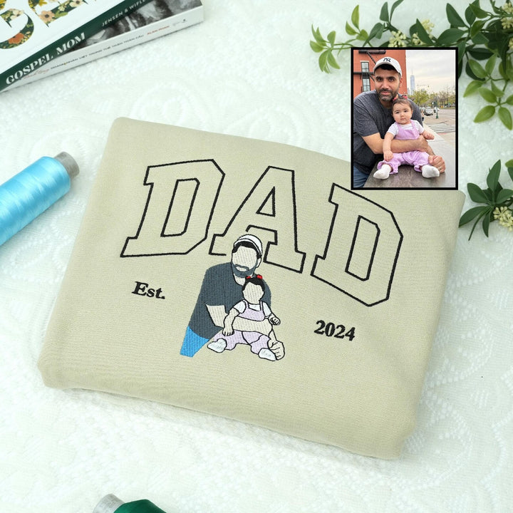 Sweat-shirt personnalisé avec portrait brodé pour maman et papa