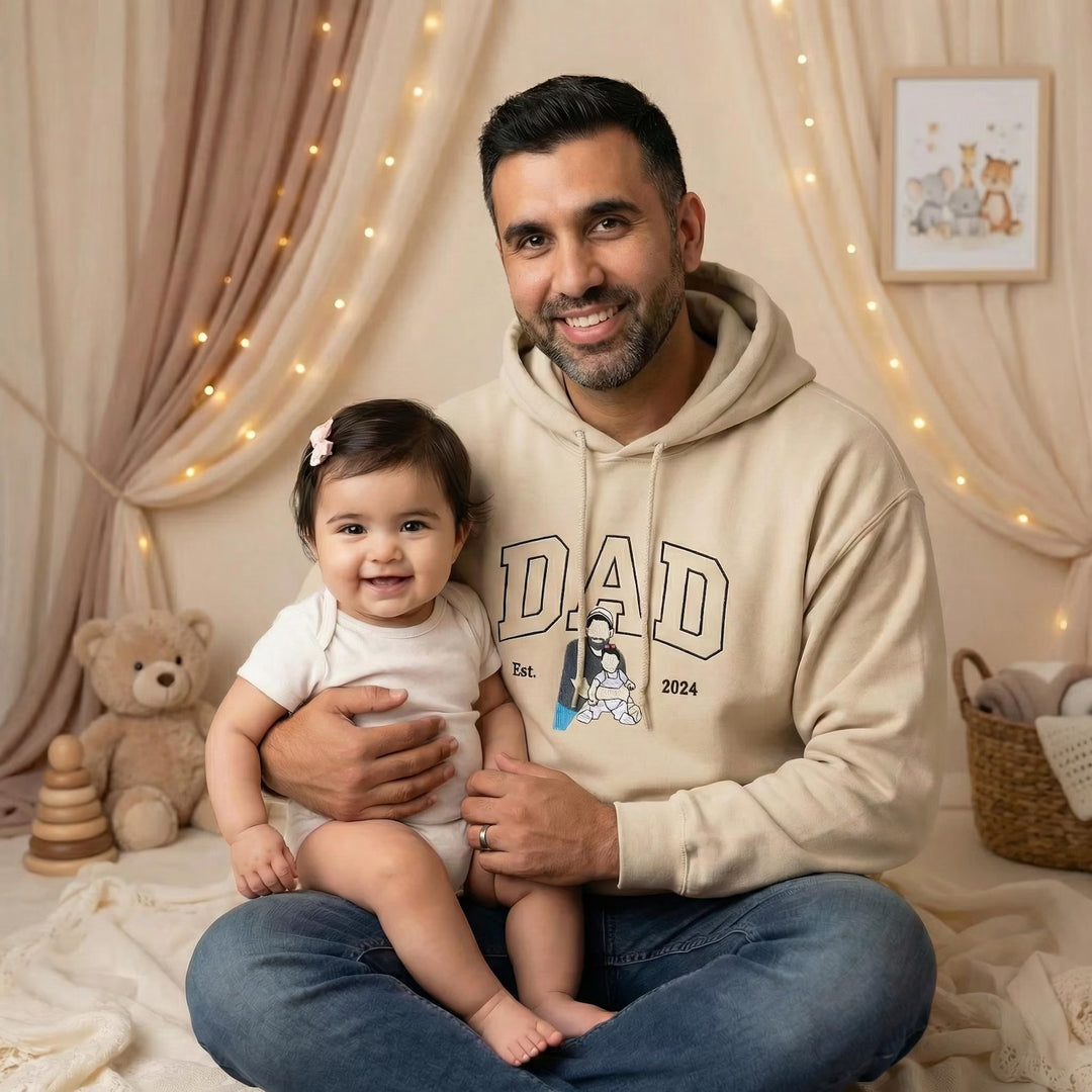 Sweat-shirt personnalisé avec portrait brodé pour maman et papa