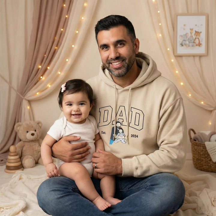 Sweat-shirt personnalisé avec portrait brodé pour maman et papa