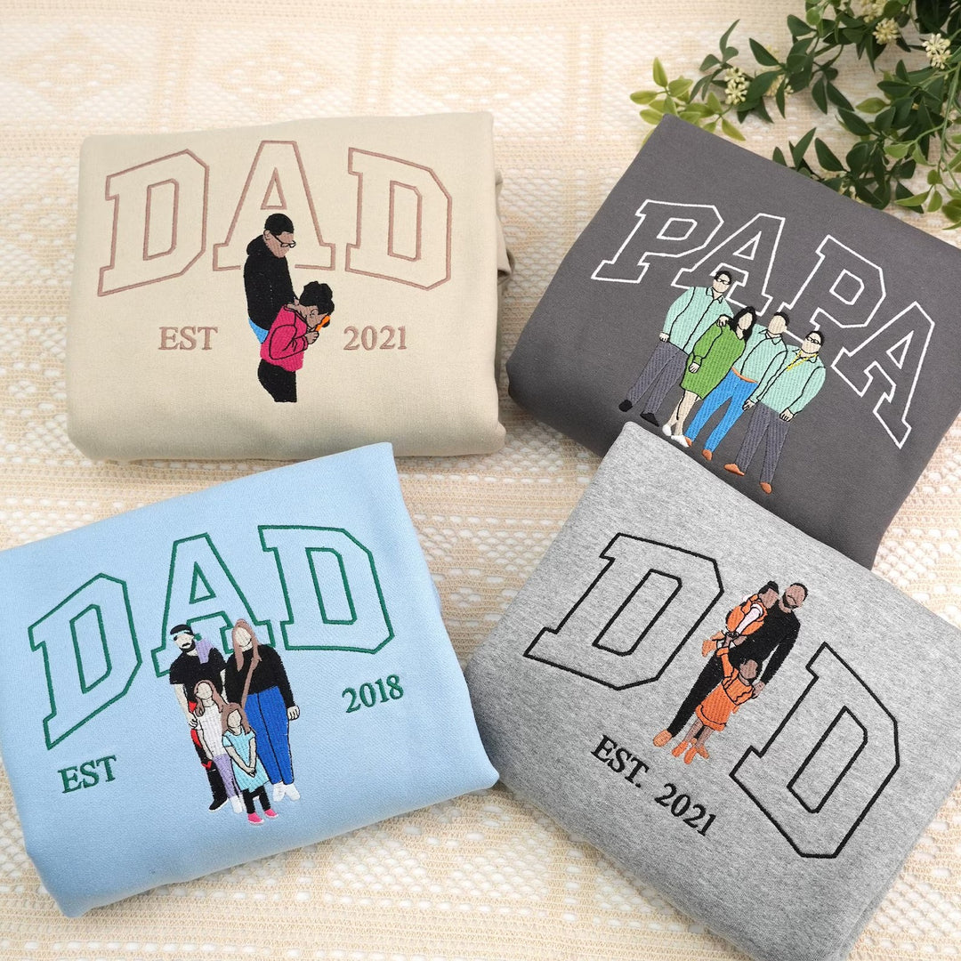 Sweat-shirt personnalisé avec portrait brodé pour maman et papa
