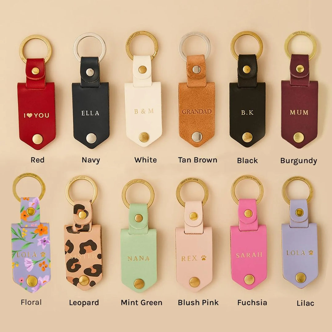 Porte-clés personnalisé en cuir avec étui photo et message gravé — Pour Maman, Papa ou la famille