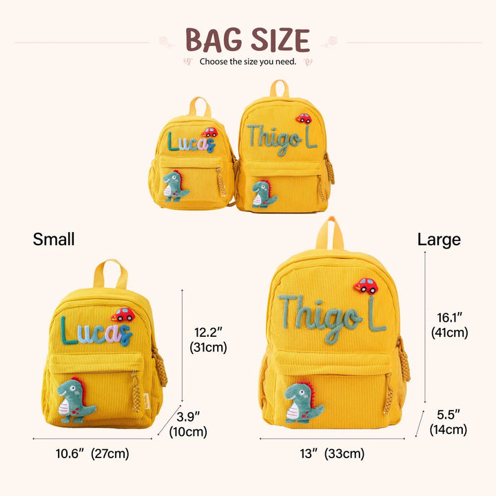 Sac à dos personnalisé pour enfant – Sac à dos en velours côtelé avec nom personnalisé pour l'école