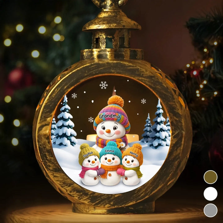 Lanterne décorative personnalisée en forme de bonhomme de neige aux chandelles – Cadeaux d'anniversaire de Noël personnalisés pour maman et grand-mère