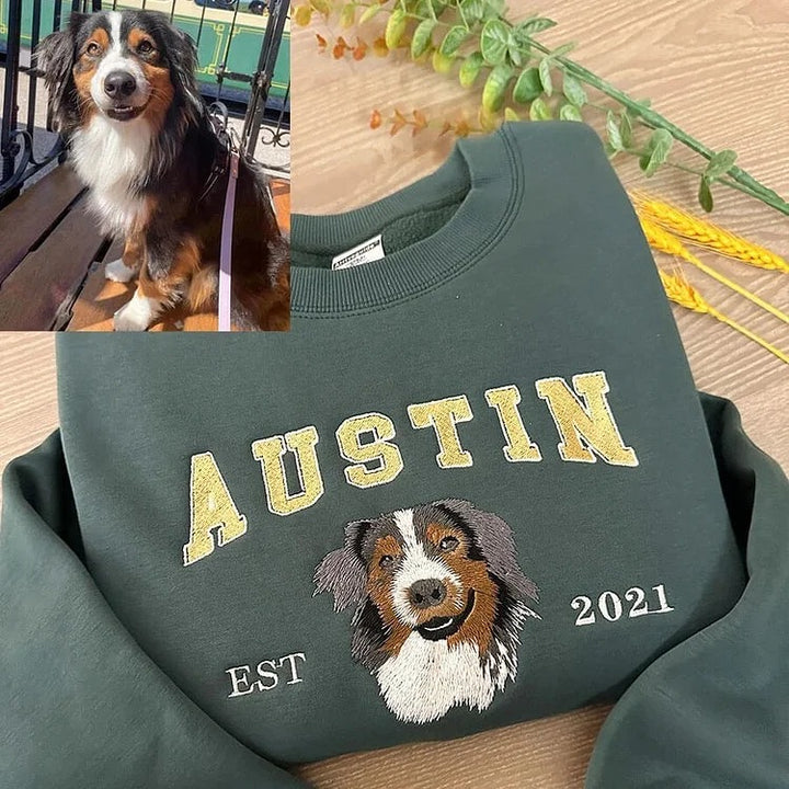 Sweat-shirt brodé personnalisé avec le visage et le nom de votre animal de compagnie, cadeau souvenir pour les amoureux des animaux