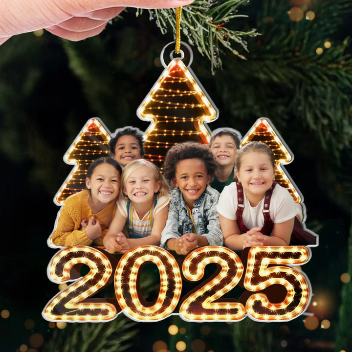Ornement acrylique personnalisé avec photo de famille pour sapin de Noël