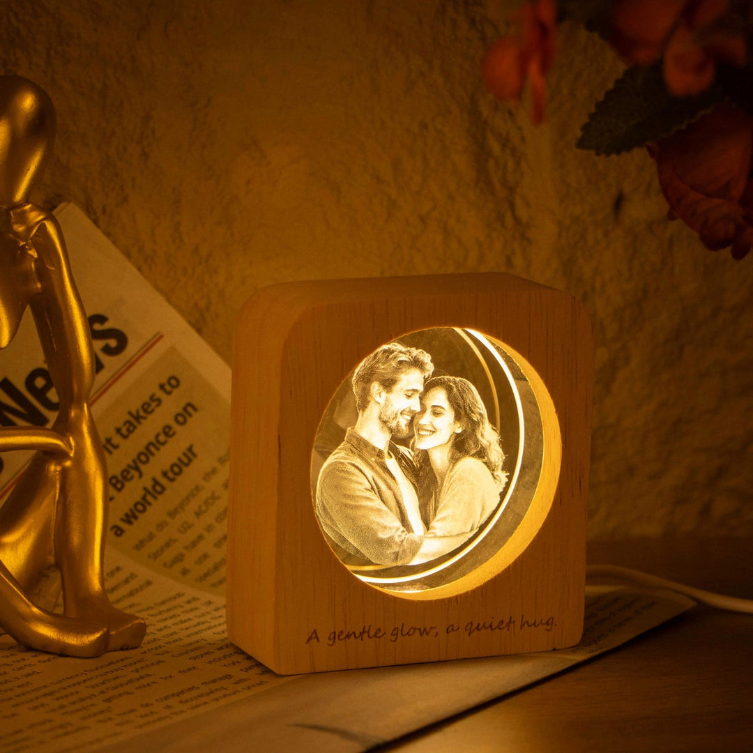 Portrait photo 3D personnalisé en cristal LED, cadeau pour un être cher
