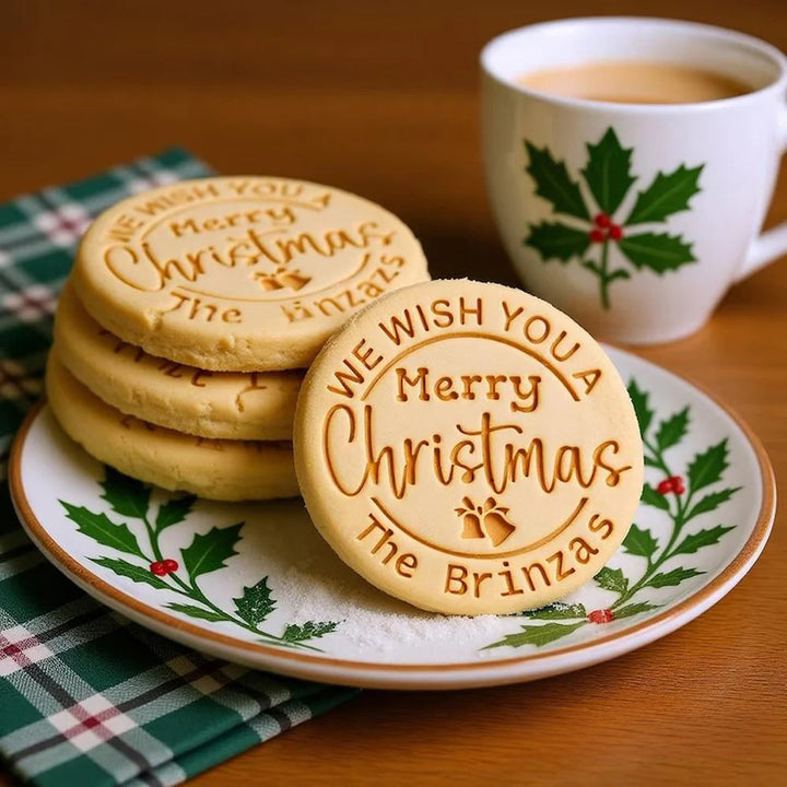 Ensemble de tampons à biscuits de Noël personnalisés avec nom de famille personnalisé, cadeau de pâtisserie pour les fêtes
