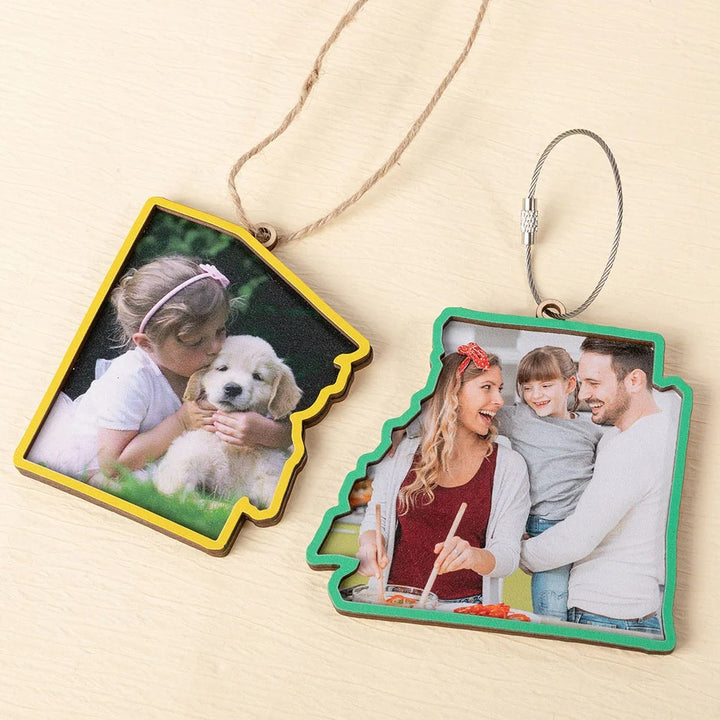 Décoration d'intérieur en bois personnalisée avec photo de carte d'état multicolore
