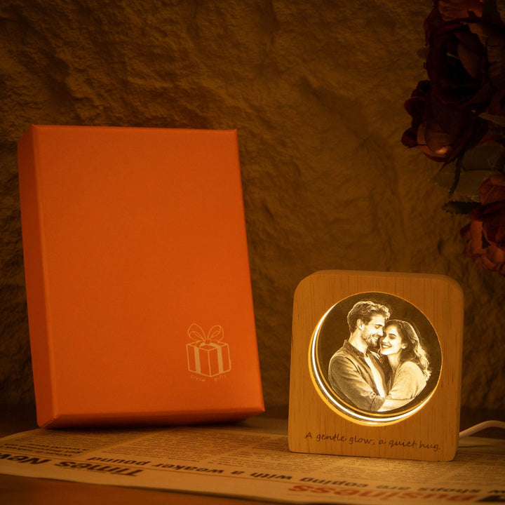 Portrait photo 3D personnalisé en cristal LED, cadeau pour un être cher