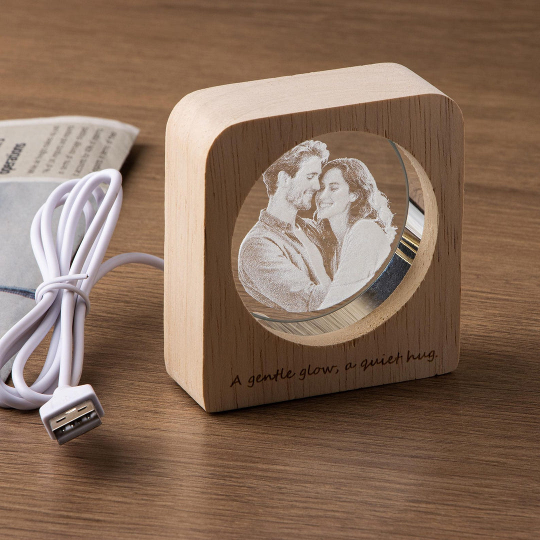 Portrait photo 3D personnalisé en cristal LED, cadeau pour un être cher