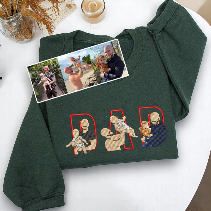 T-shirts et sweatshirts photo brodés personnalisés pour papa avec l'année EST