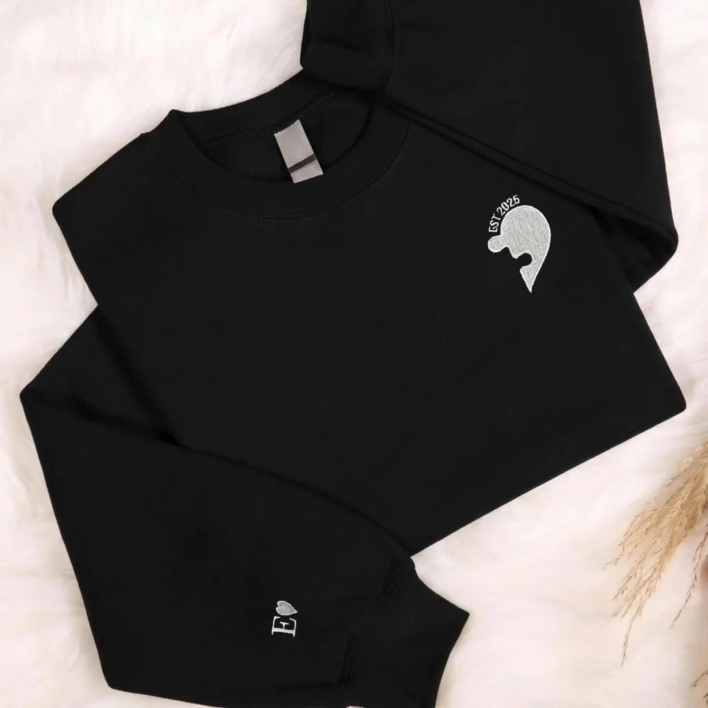 Sweat-shirt brodé pour couple, motif pièce de puzzle en forme de cœur, cadeau d'anniversaire.