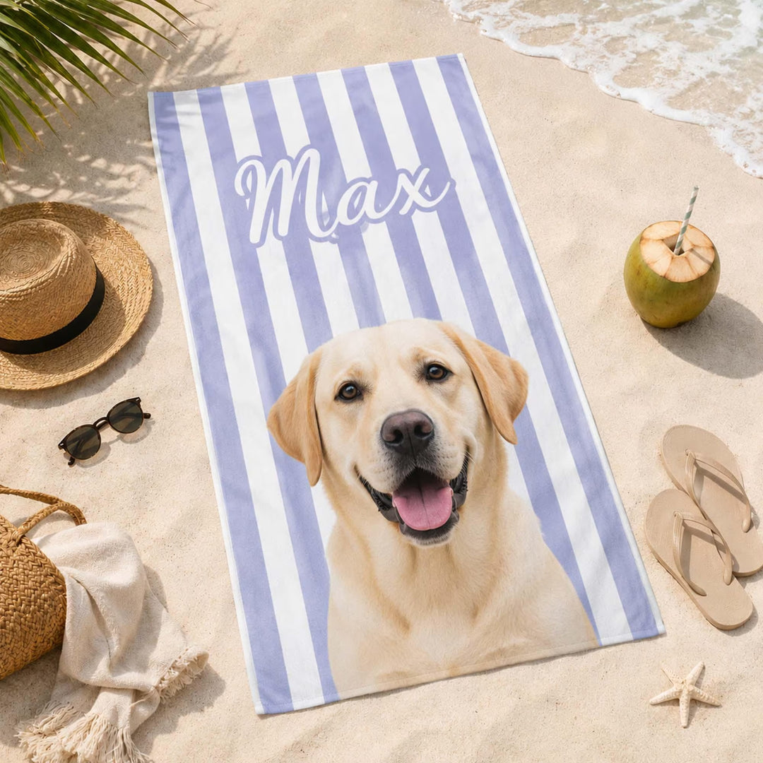 Serviette de plage personnalisée avec portrait de votre animal