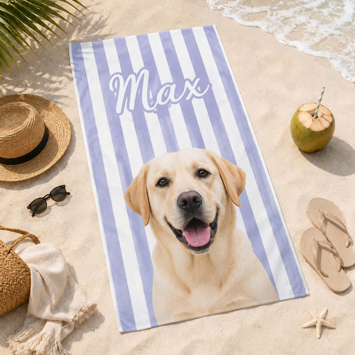 Serviette de plage personnalisée avec portrait de votre animal