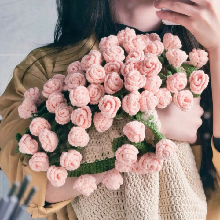 Kit DIY de couverture rose tricotée à la main et cadeau prêt à l'emploi pour la fête des mères et la Saint-Valentin