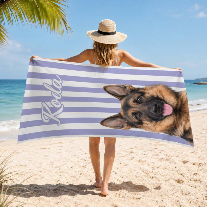 Serviette de plage personnalisée avec portrait de votre animal