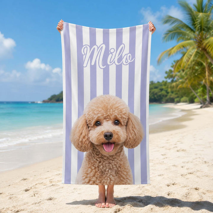 Serviette de plage personnalisée avec portrait de votre animal