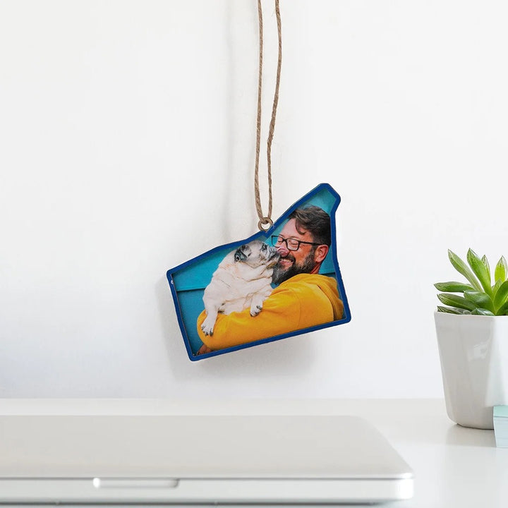 Décoration d'intérieur en bois personnalisée avec photo de carte d'état multicolore