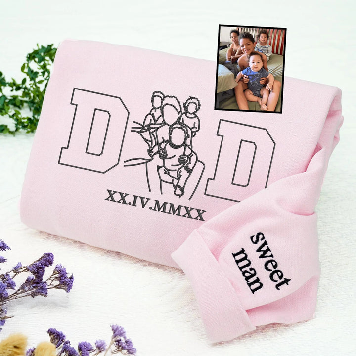 Sweat-shirts personnalisés avec photo et surnom brodés, portrait de famille et chiffres romains