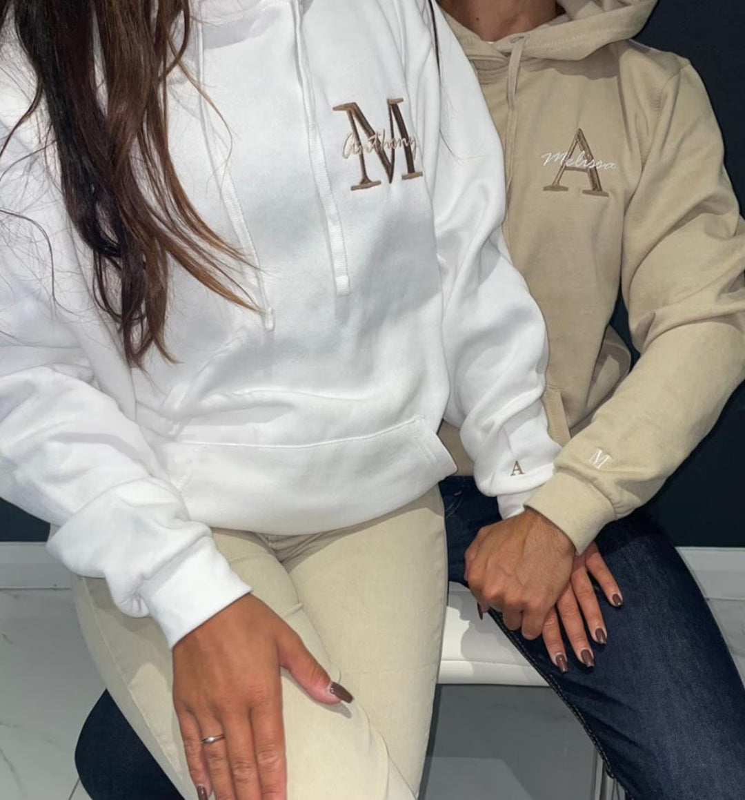 Sweat-shirts/sweats à capuche personnalisés avec nom et initiales pour couple