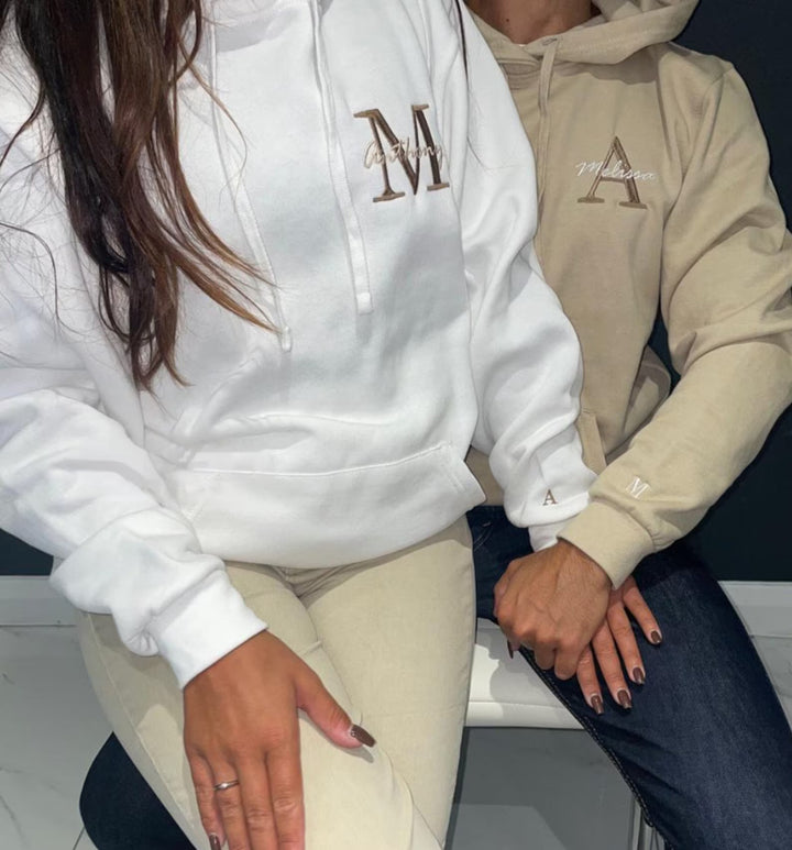 Sweat-shirts/sweats à capuche personnalisés avec nom et initiales pour couple