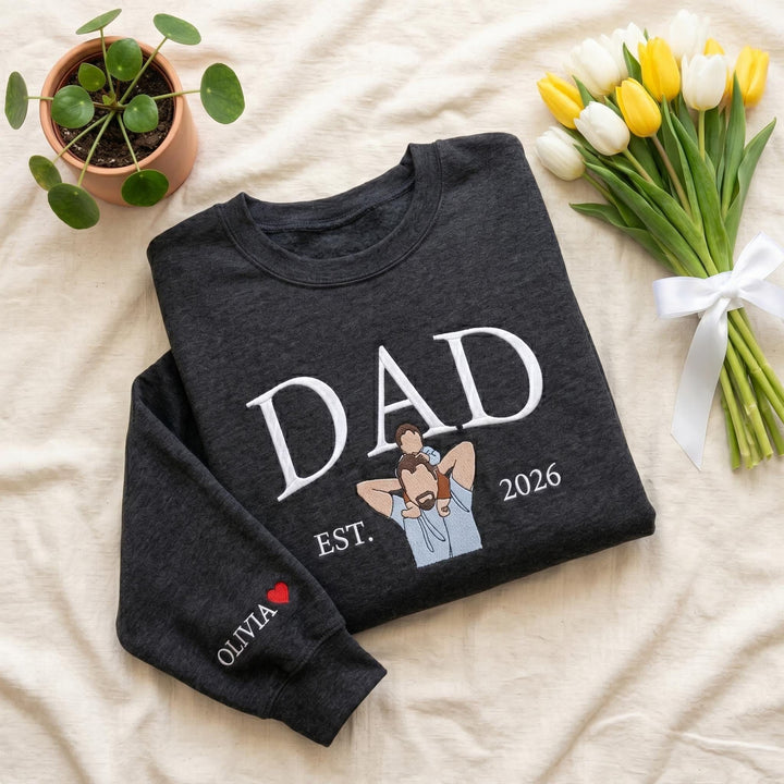 Sweat-shirts brodés personnalisés avec portrait — le cadeau idéal pour les papas.
