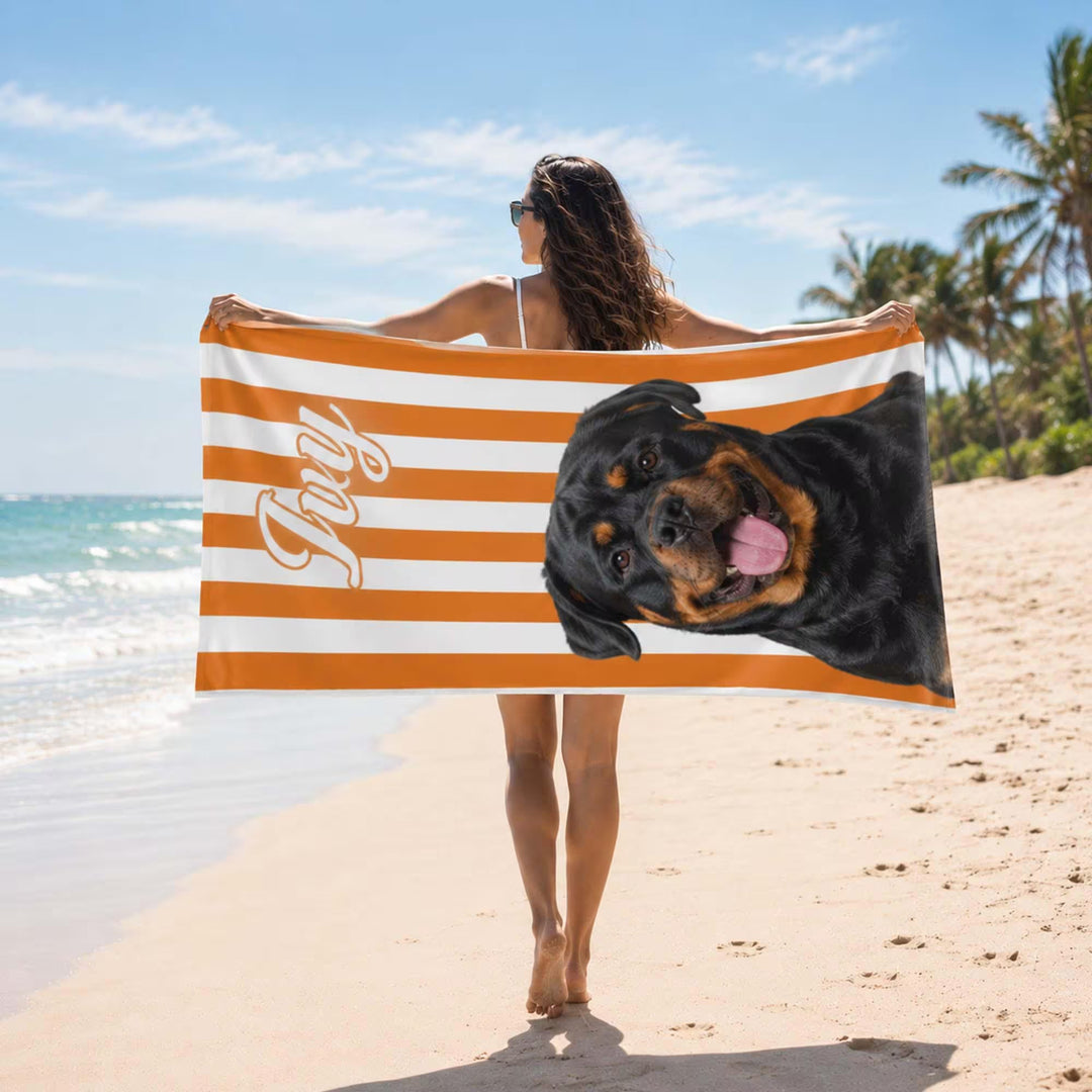 Serviette de plage personnalisée avec portrait de votre animal