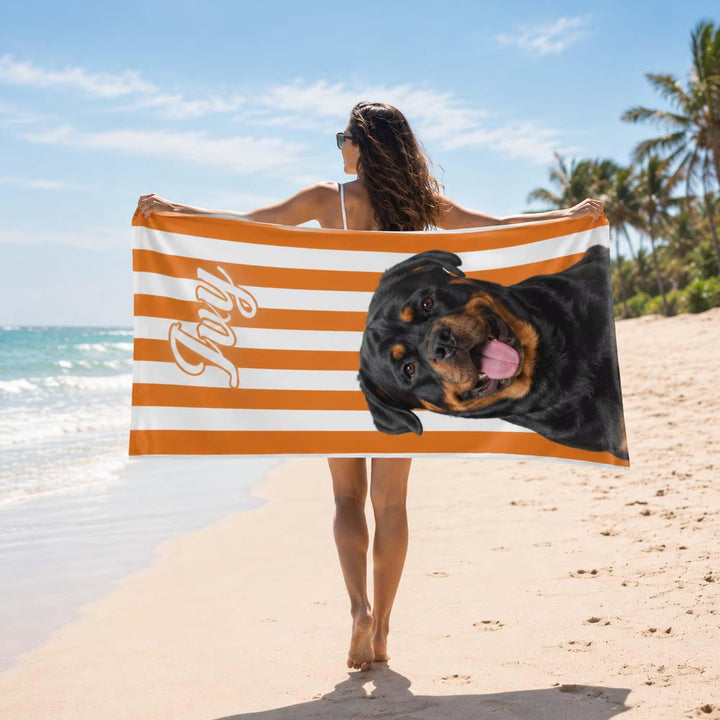 Serviette de plage personnalisée avec portrait de votre animal