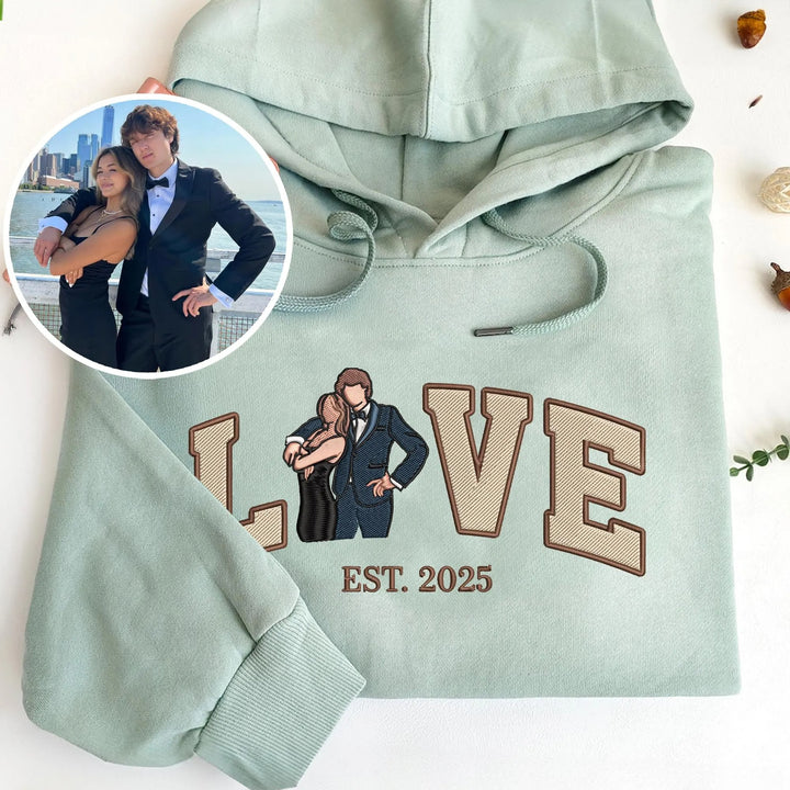 Sweat-shirt personnalisé AMOUR Broderie portrait couple