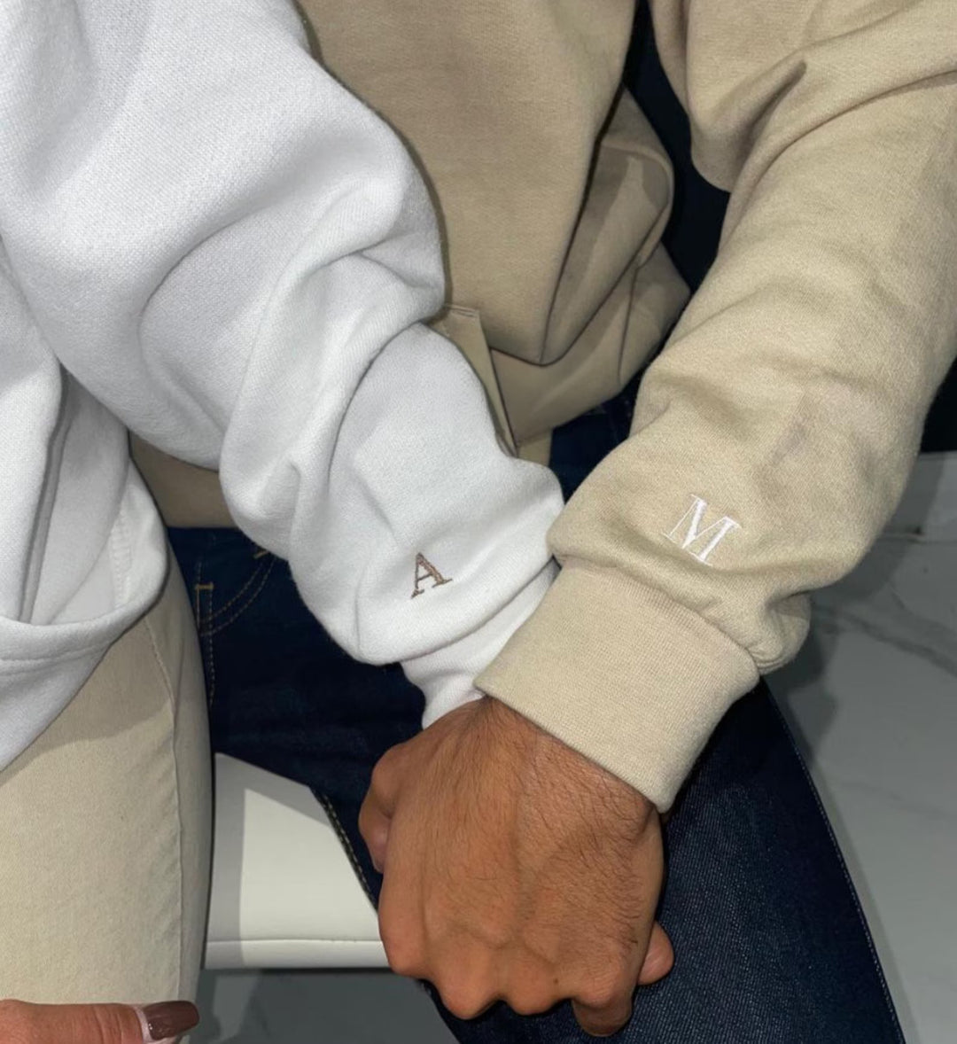 Sweat-shirts/sweats à capuche personnalisés avec nom et initiales pour couple