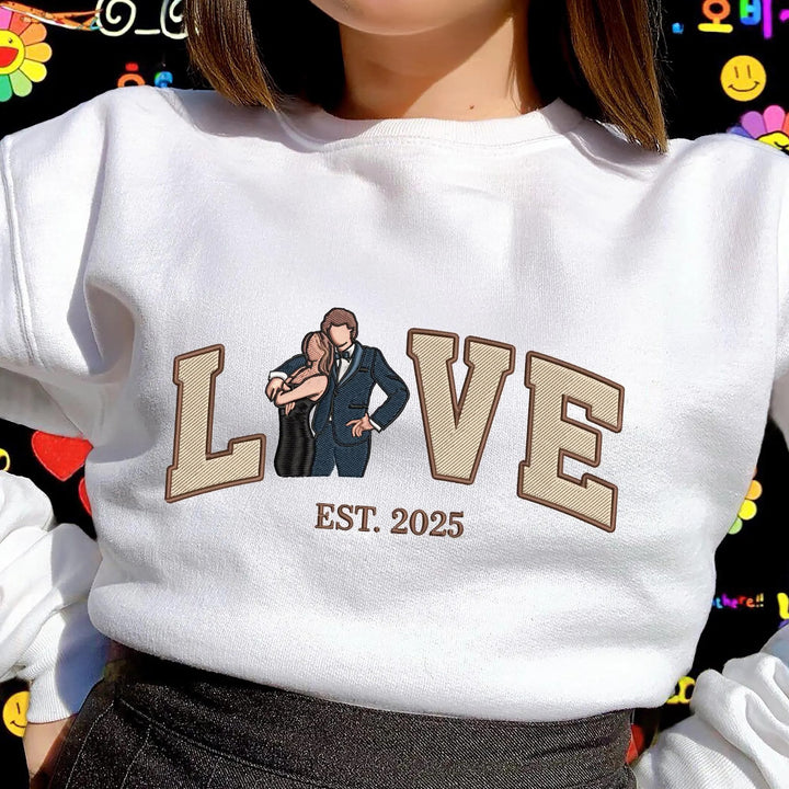 Sweat-shirt personnalisé AMOUR Broderie portrait couple