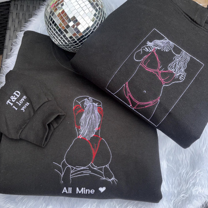 2025 Sweat-shirt brodé personnalisé pour couple – Cadeaux de la Saint-Valentin💓
