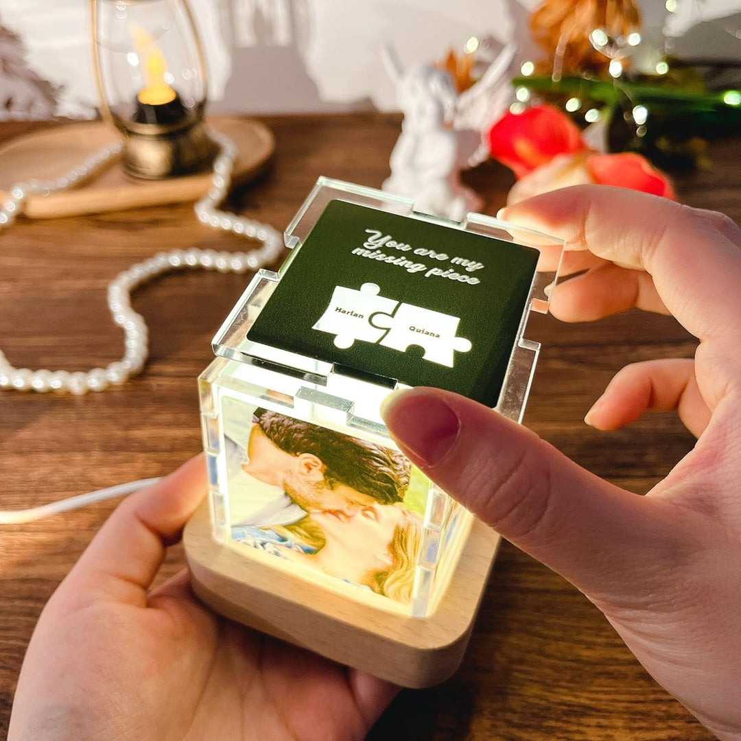 Veilleuse acrylique avec photo personnalisée,pour couple