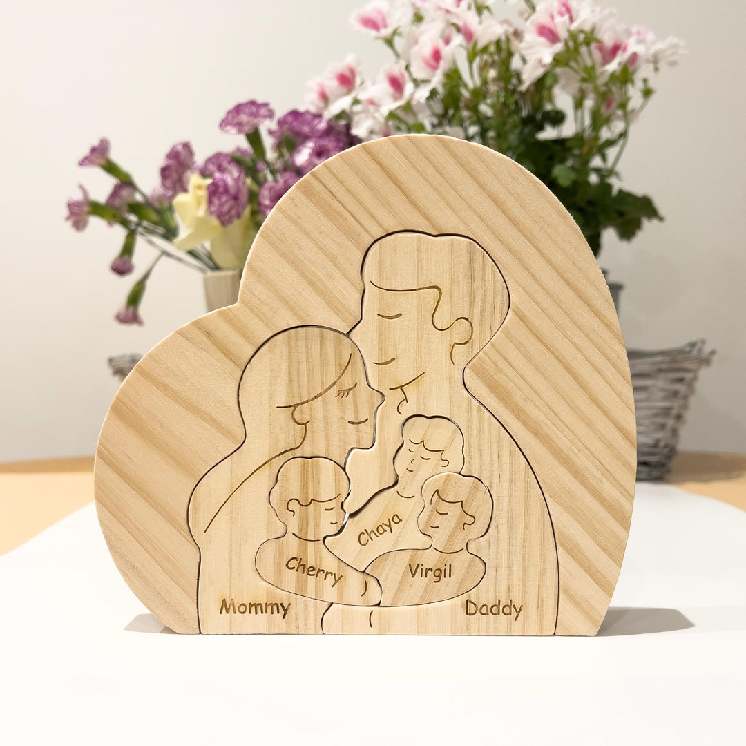 Puzzle en bois personnalisé pour Famille- Décorations et cadeaux personnalisés