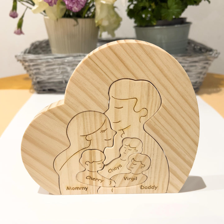 Puzzle en bois personnalisé pour Famille- Décorations et cadeaux personnalisés